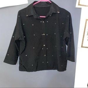 SIZE SMALL SKELETON BUTTON UP WITH DIAMONDS